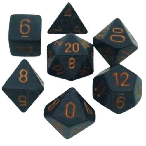 Chessex - Dark Grey/Copper Opaque Poly 7 Dice Set