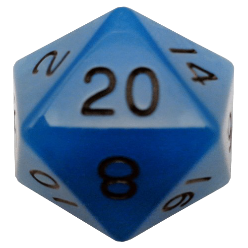 FanRoll - 35mm Mega Acrylic D20: Glow Blue