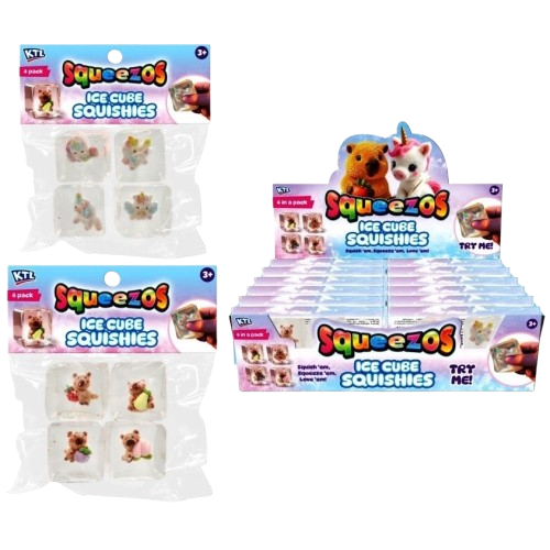 Squeezos - Ice Cube with Unicorn & Capybara Squishies