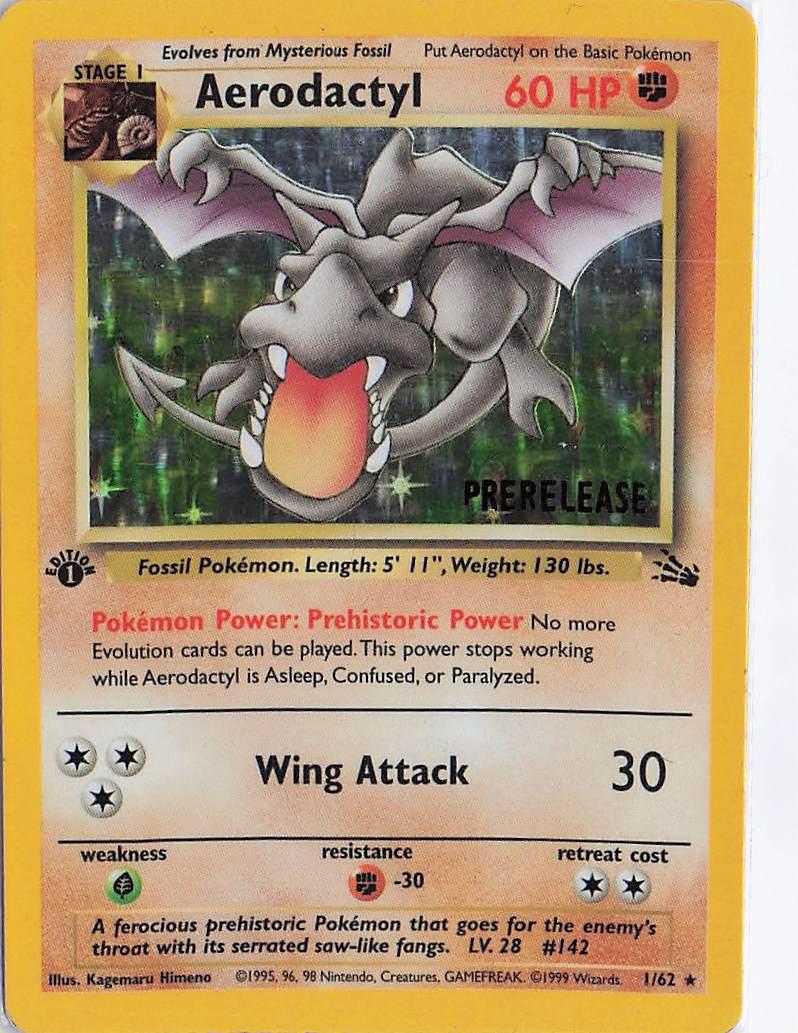 Aerodactyl 1/62 (H)(1st)(Prerelease) (D)