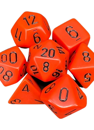 Chessex - Orange/Black Opaque Poly 7 Dice Set