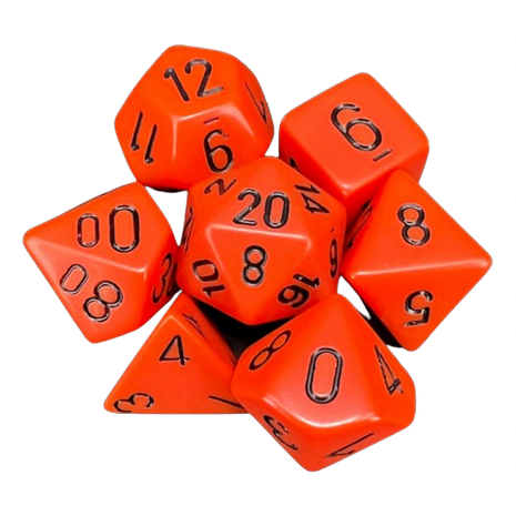 Chessex - Orange/Black Opaque Poly 7 Dice Set