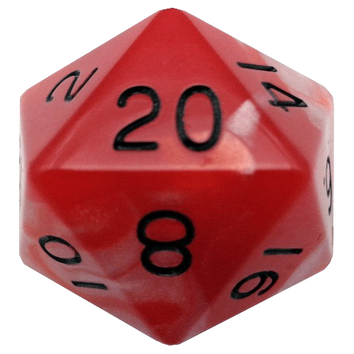 FanRoll - 35mm Mega Acrylic D20: Red/White with Black Numbers