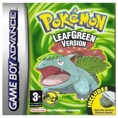Pokemon Leaf Green Version With Adapter Boxed (GBA) - Preowned