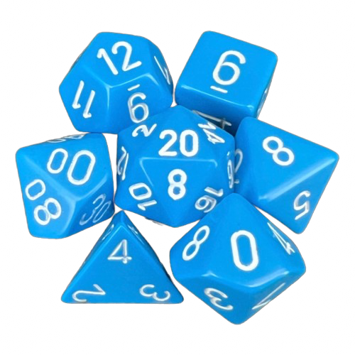 Chessex - Light Blue/White Opaque Poly 7 Dice Set