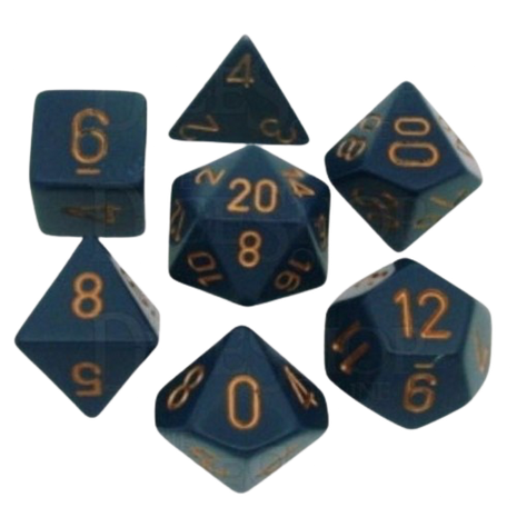 Chessex - Dusty Blue/Copper Opaque Poly 7 Dice Set