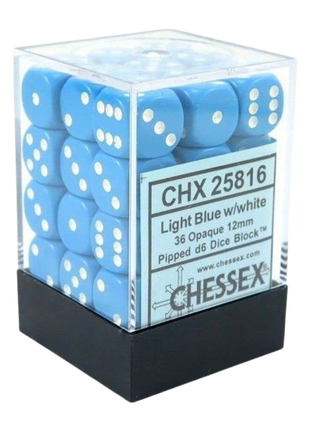 Chessex - Opaque 16mm D6 Dice Block - Light Blue/White