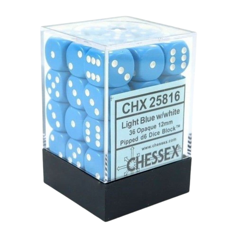 Chessex - Opaque 16mm D6 Dice Block - Light Blue/White