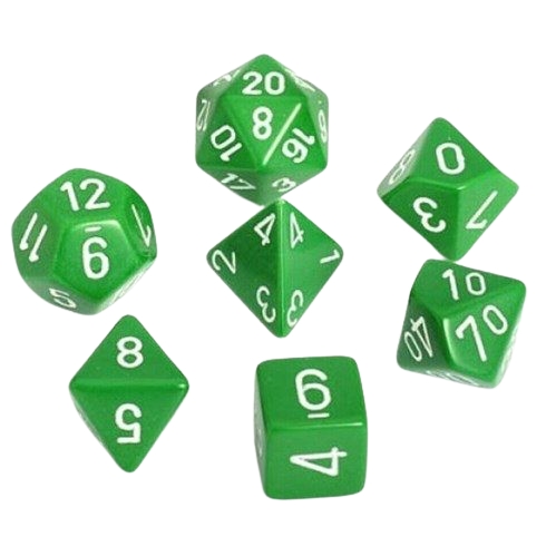 Chessex - Green/White Opaque Poly 7 Dice Set