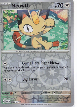 Meowth 052/165 (RH)