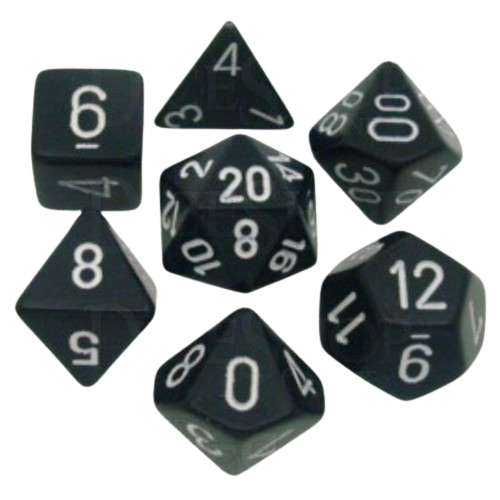 Chessex - Black/White Opaque Poly 7 Dice Set