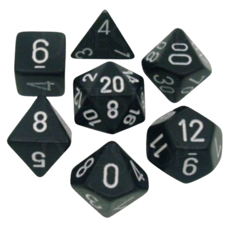 Chessex - Black/White Opaque Poly 7 Dice Set