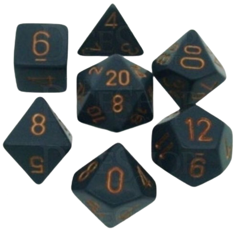 Chessex - Dark Grey/Copper Opaque Poly 7 Dice Set
