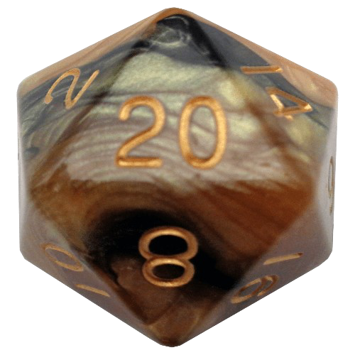 FanRoll - 35mm Mega Acrylic D20: Black Yellow with Gold Numbers