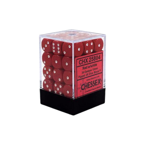 Chessex - Opaque 16mm D6 Dice Block - Red/White