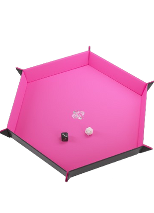 Gamegenic - Black/Pink Hexagonal Magnetic Dice Tray