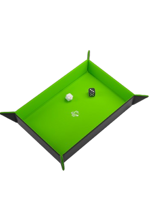 Gamegenic - Black/Green Rectangle Magnetic Dice Tray