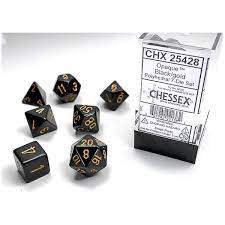 Chessex - Black/Gold Opaque Poly 7 Dice Set