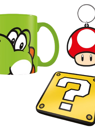 Super Mario - Yoshi Mug Coaster & Keychain Gift Set