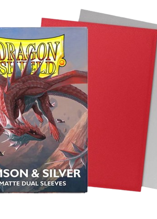 Dragon Shield -  Matte Dual Crimson & Silver Sleeves (100)