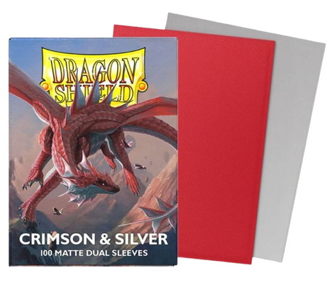 Dragon Shield -  Matte Dual Crimson & Silver Sleeves (100)