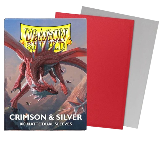 Dragon Shield -  Matte Dual Crimson & Silver Sleeves (100)