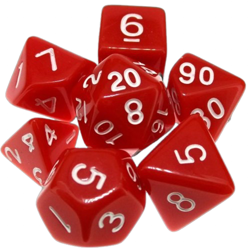 Chessex - Red/White Opaque Poly 7 Dice Set