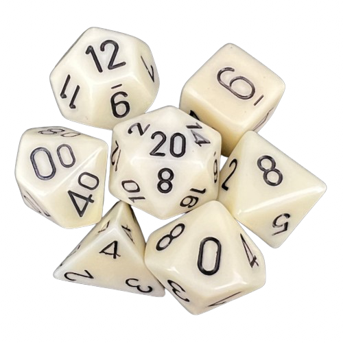 Chessex - Ivory/Black Opaque Poly 7 Dice Set