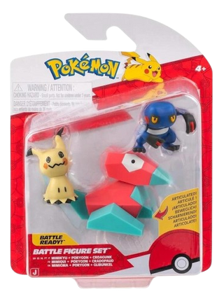 Pokemon - Mimikyu, Porygon & Croagunk Battle Figure Set